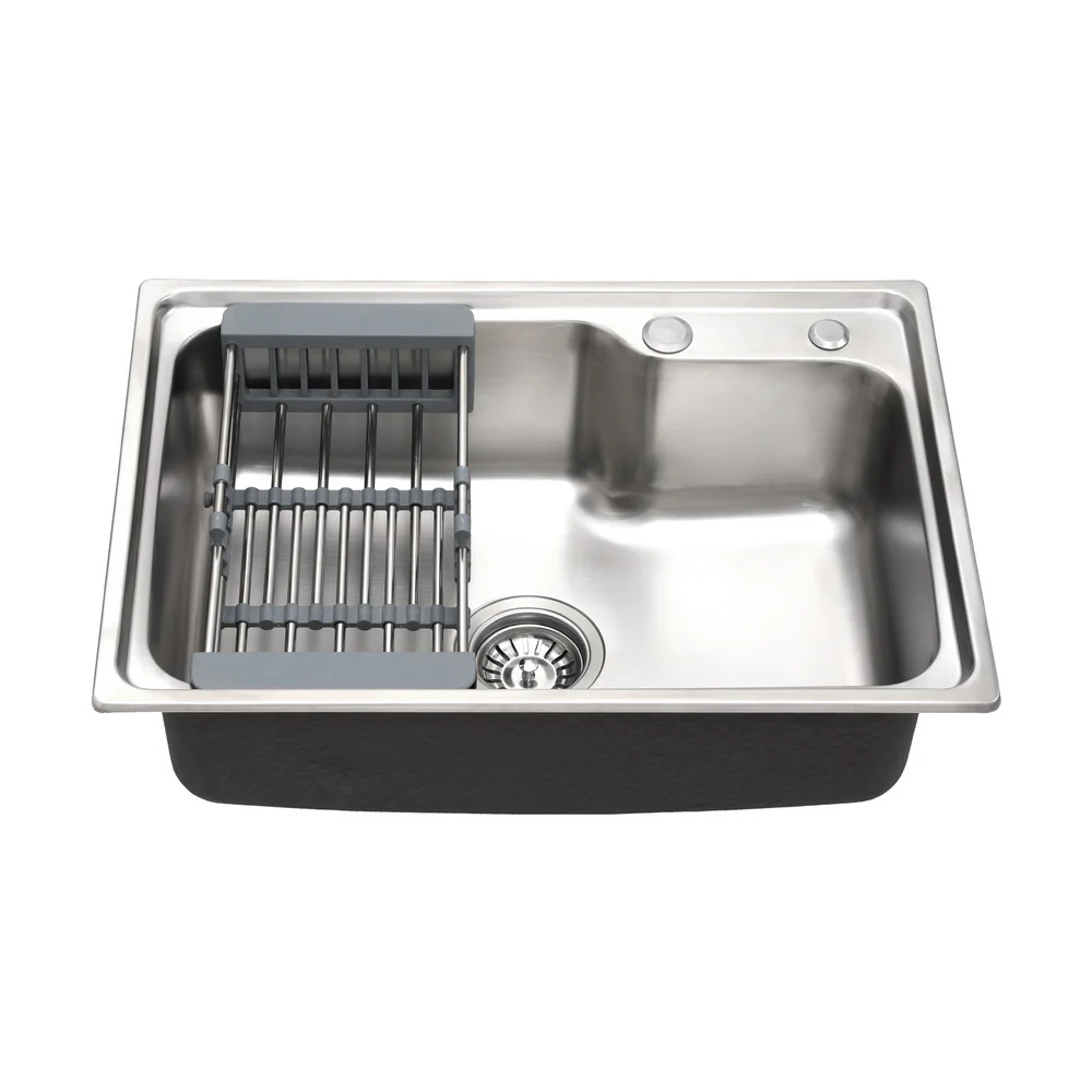 Kitchen Sink 61x43cm Stainless Steel Basin Single Bowl Silver Drain Basket - Nurns