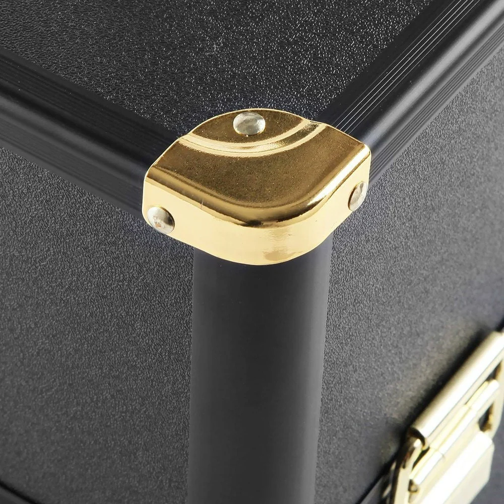 Portable Cosmetic Beauty Makeup Case - Black & Gold - Nurns