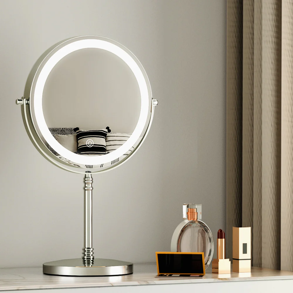 Makeup Mirror LED Light Cosmetic Round 360° Rotation 10X Magnifying - Nurns