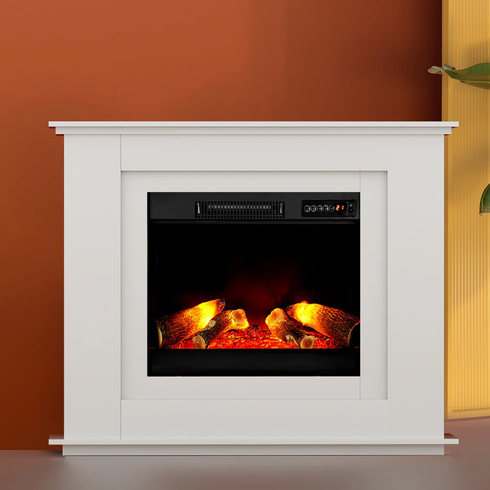 Electric Fireplace Fire Heater 2000W - White - Nurns