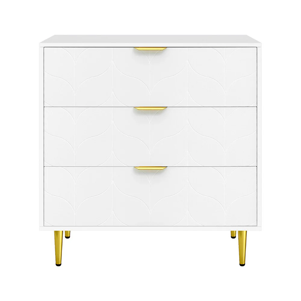 Artiss 3 Chest of Drawers Lowboy Cabinet - White - Nurns