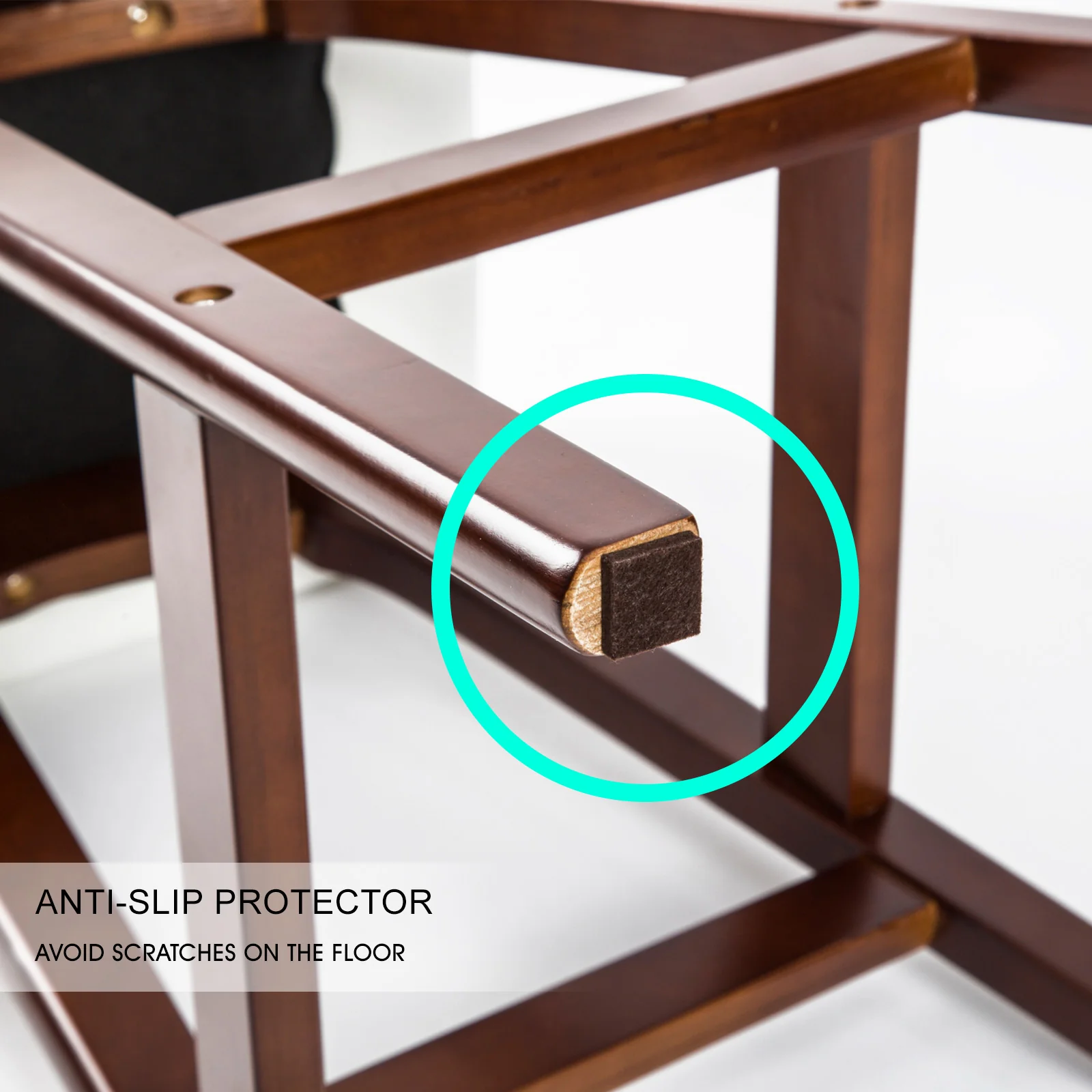 Set of 2 Cambridge Wooden Bar Stool Dining Chair Leather - White & Brown - Nurns