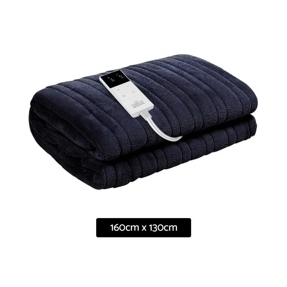 Watson Electric Throw Soft Blanket Heated Rug Fleece Snuggle Washable - Charcoal - Nurns
