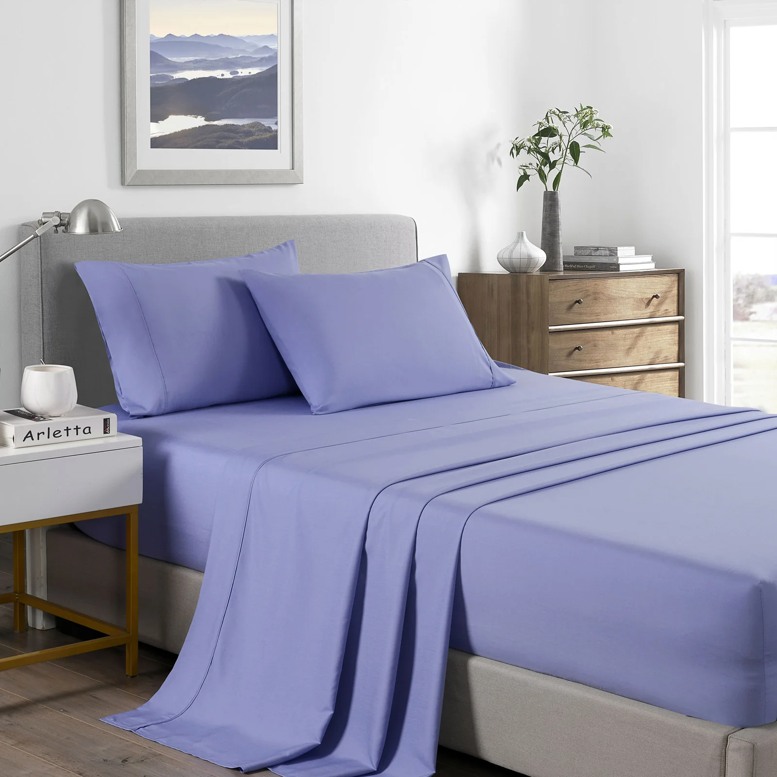 Double Royal Comfort Bamboo Cooling 2000TC Sheet Set - Mid Blue - Nurns