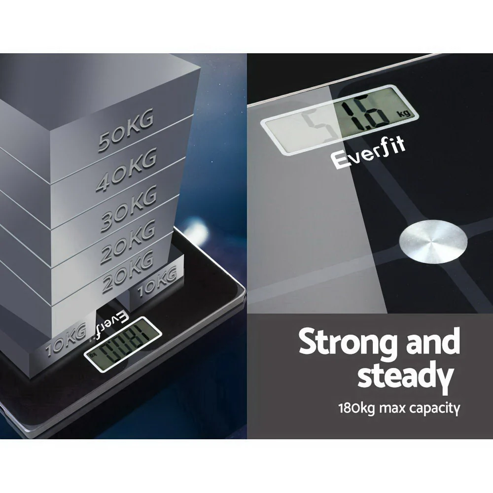 Everfit Electronic Digital Bathroom Scale Weighing Tracker Gym 180kg - Nurns