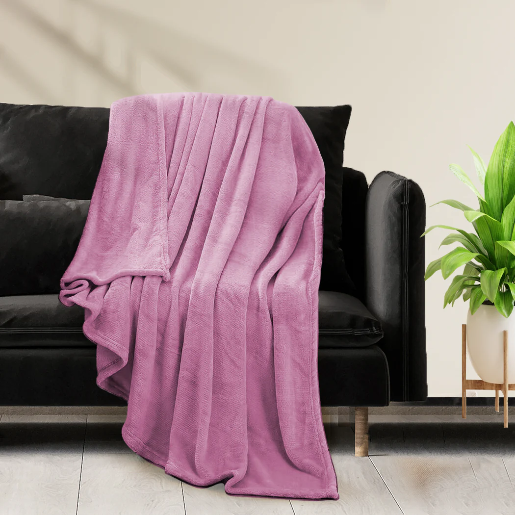 Waylon Throw Ultra-Soft Blanket 320gsm 220x160cm Warm - Pink - Nurns