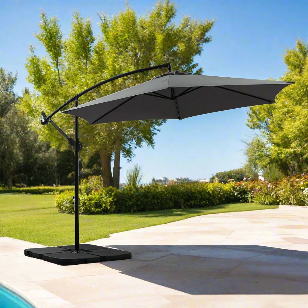 Mountview 3M Outdoor Umbrella Cantilever Grey With Base - Nurns