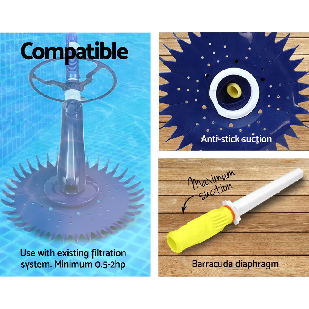 Pool Cleaner Automatic Swimming Floor Climb Wall Vacuum 10M Hose - Nurns