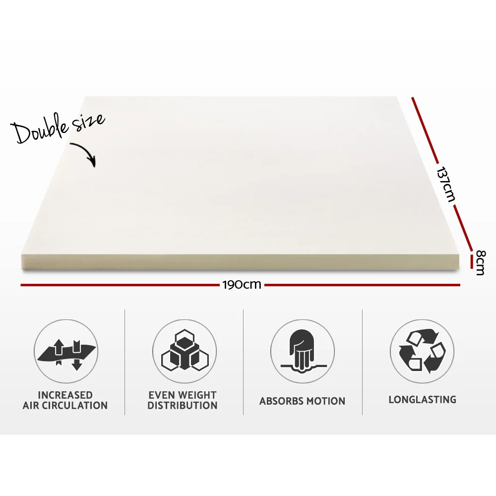 Double Giselle Bedding Memory Foam Mattress Topper 8cm - Nurns