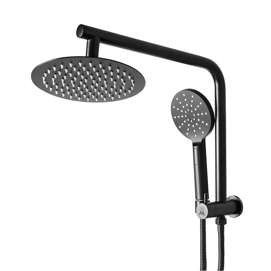 Shower Head High Pressure Set Rain Round - Black - Nurns