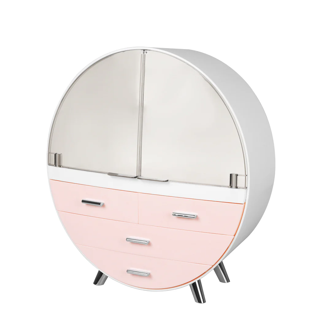 Makeup Case Holder Cosmetic Organiser Drawer Jewellery Desktop Storage Box Pink - Nurns