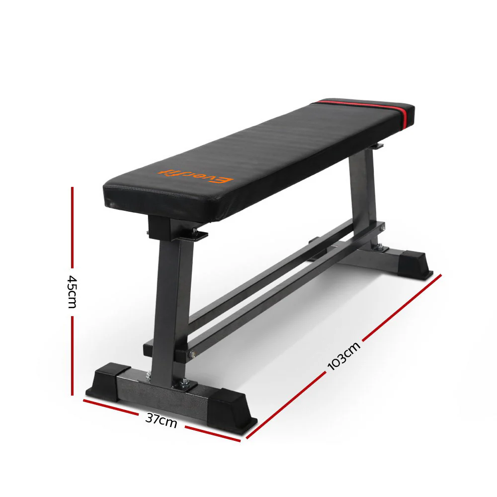 Everfit Weight Bench Flat Bench Press Home Gym Equipment 300kg Capacity - Nurns