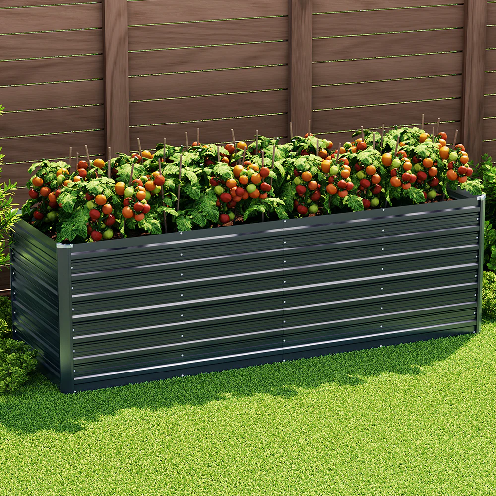 Garden Bed 240x80x77cm Planter Box Raised Container Galvanised Herb - Nurns