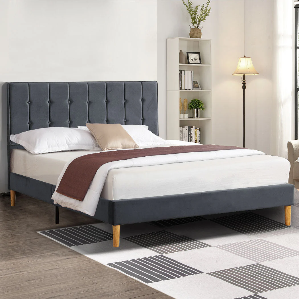 Chrome Bed & Mattress Package - Grey Queen - Nurns