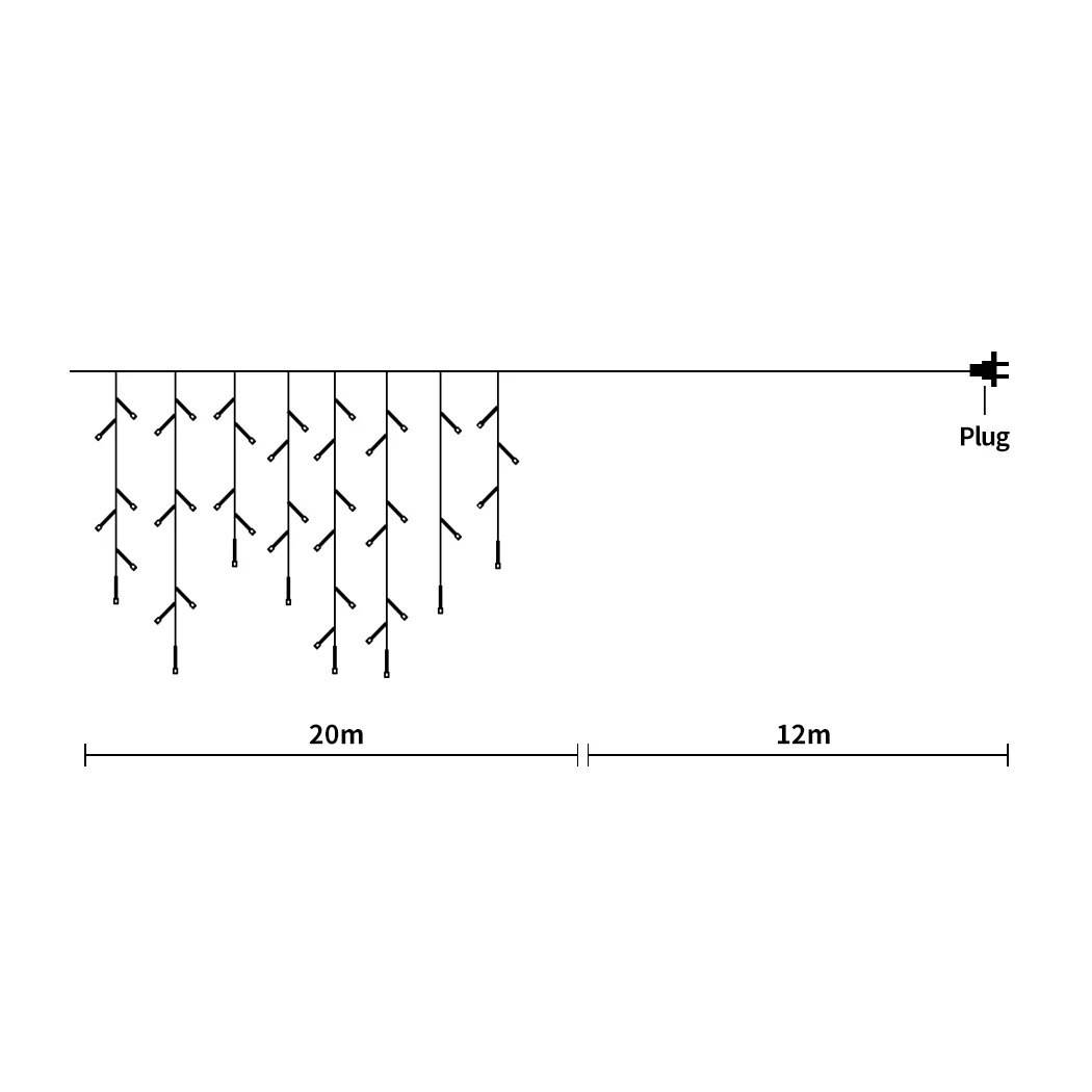 800 LED Curtain Fairy String Lights Wedding Outdoor Xmas Party Lights Warm White - Nurns