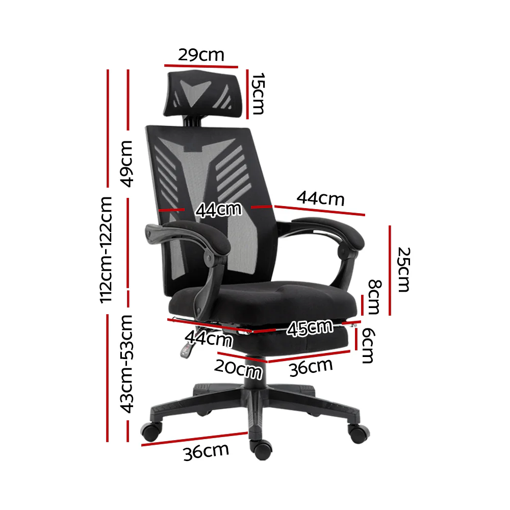 Artiss Mesh Office Chair Recliner Black - Nurns