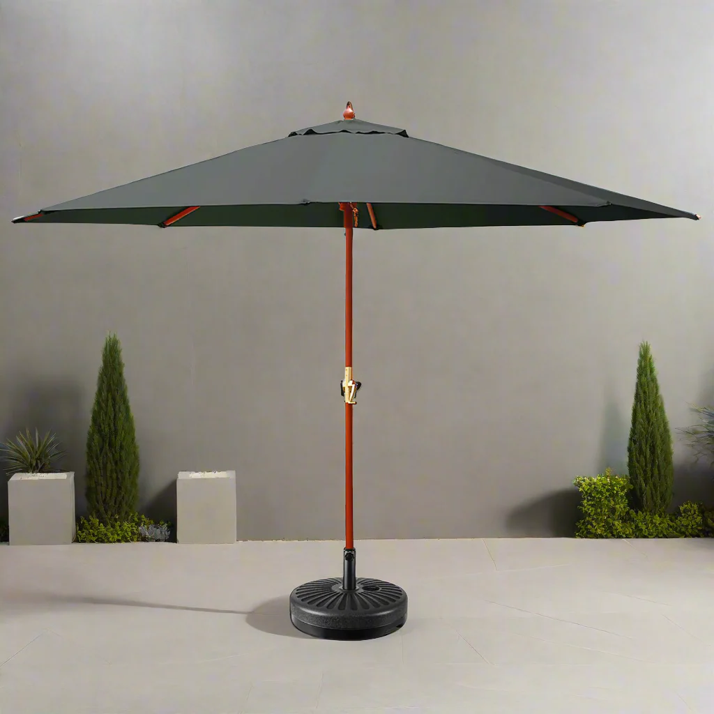 Instahut 3m Outdoor Umbrella w/Base Pole Umbrellas Garden Sun Stand Deck Charcoal - Nurns