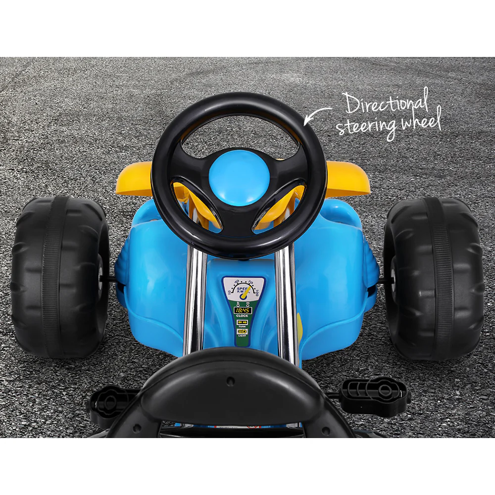 Kids Pedal Go Kart Ride On Toys Racing Car Plastic Tyre - Blue - Nurns