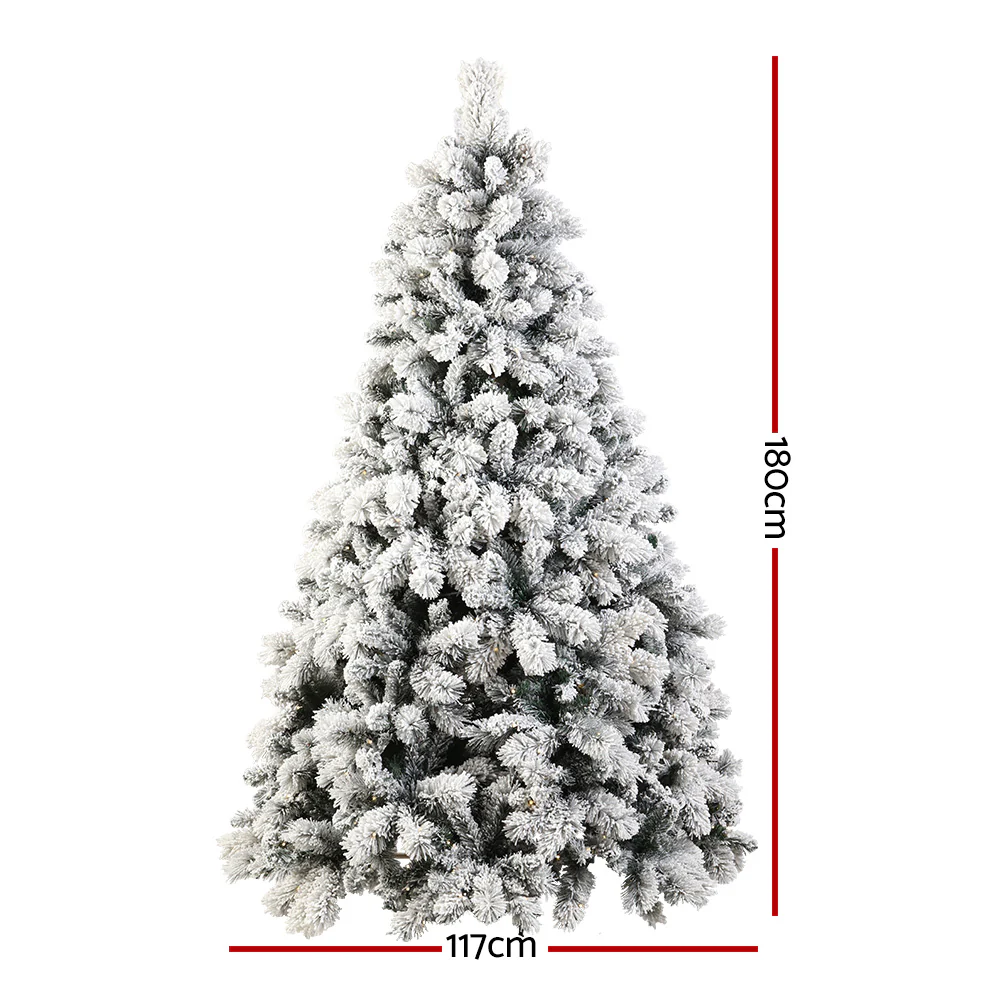 6ft 1.8m 350 LED Christmas Tree xmas Tree Snowy Tips - Nurns