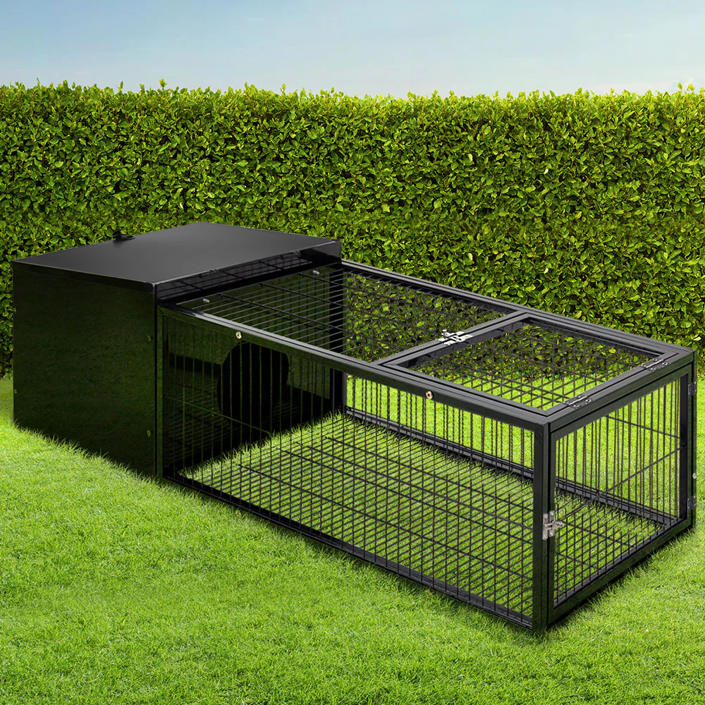 Rabbit Cage Hutch Cages Indoor Outdoor Hamster Enclosure Pet Metal Carrier 122cm Length - Nurns