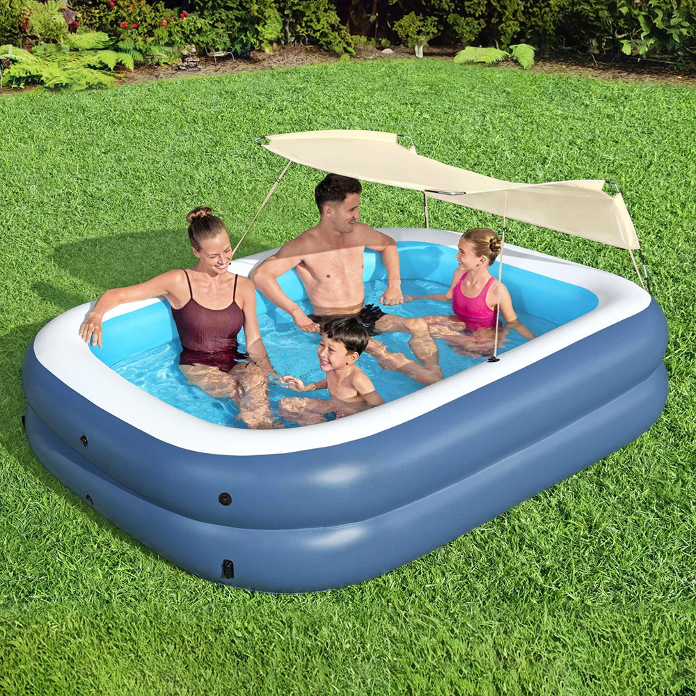 Bestway Kids Inflatable Pool Above Ground Splash Pool with Sunshade 254x178cm - Nurns