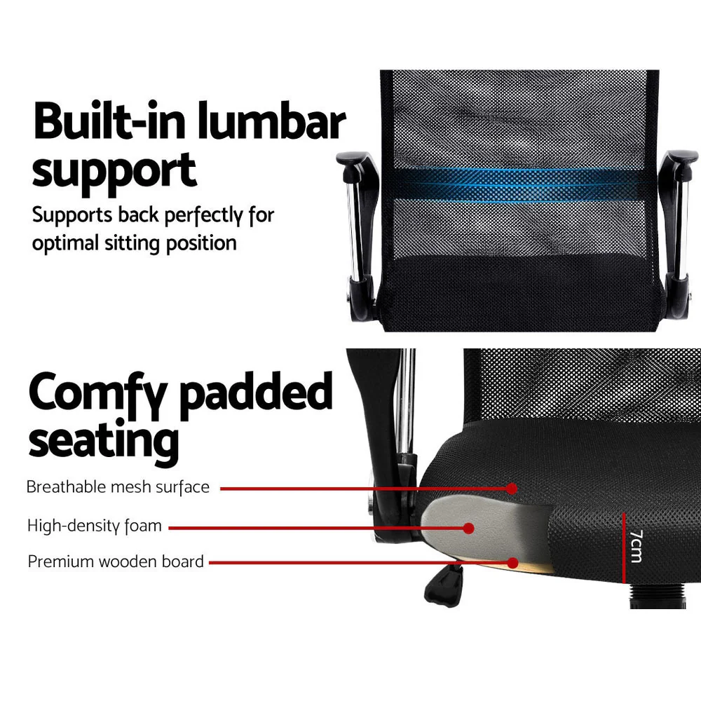 Artiss Mesh Office Chair Mid Back Black - Nurns