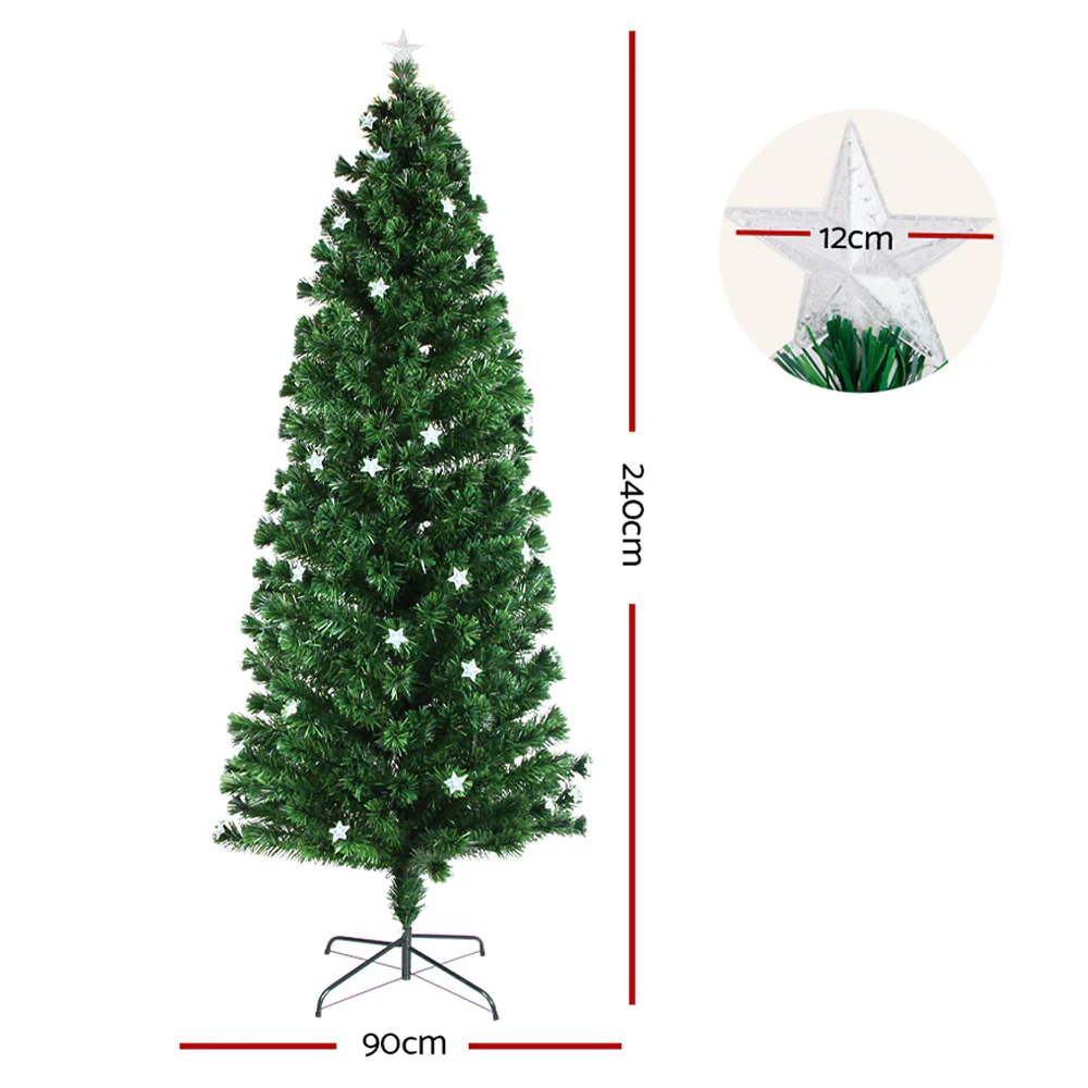 8ft 2.4m 320 Tips Christmas Tree Optic Fibre Xmas tree - Multi Colour - Nurns