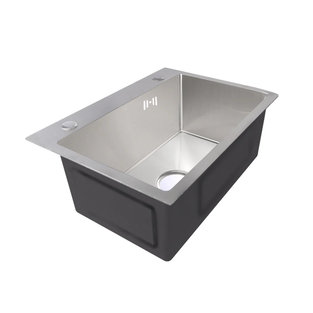 Stainless Steel Kitchen Sink Under/Top Mount Sinks Laundry Single Bowl 440 x440Mm - Nurns