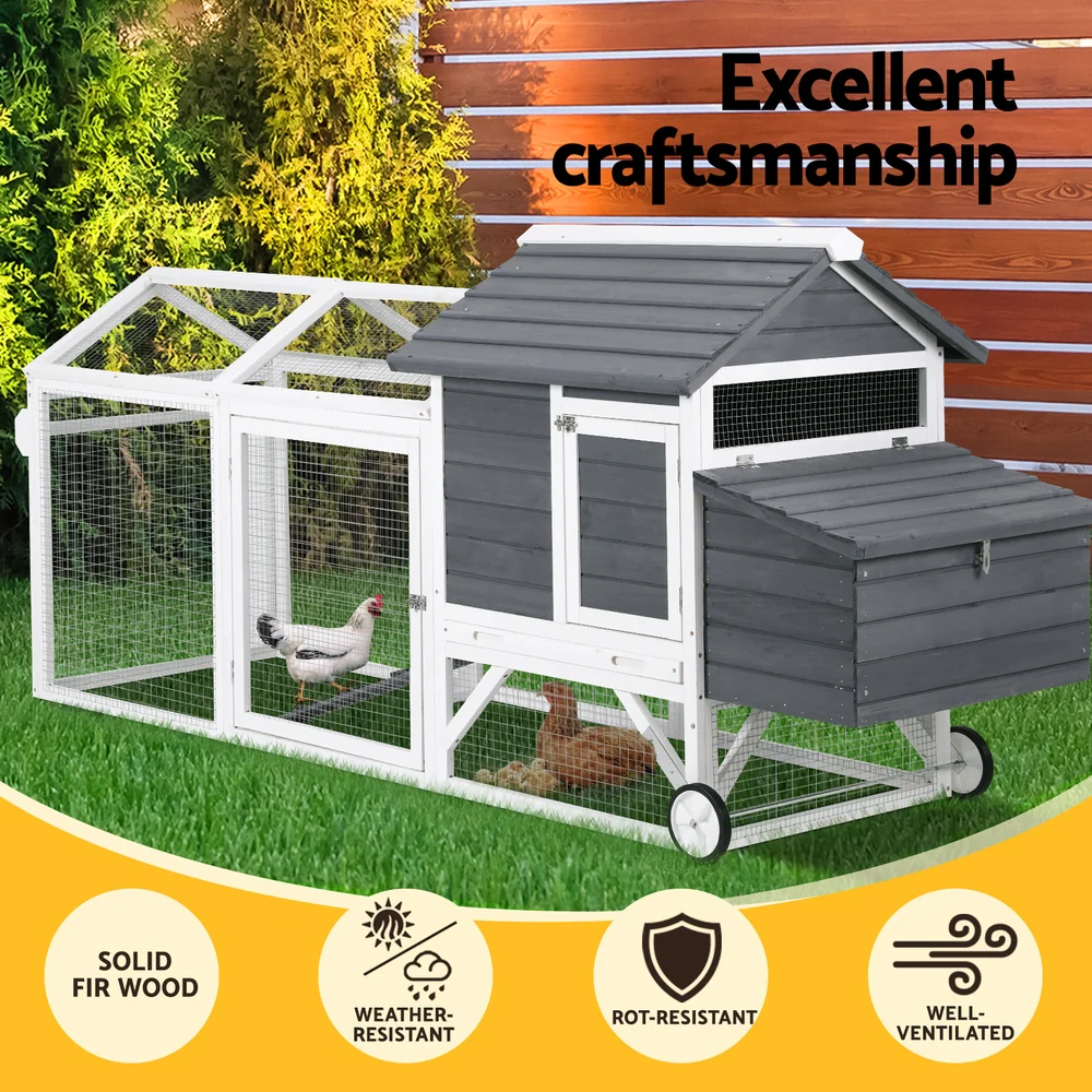 Chicken Coop Rabbit Hutch Extra Large Wooden Run Bunny Cage House Outdoor - Nurns