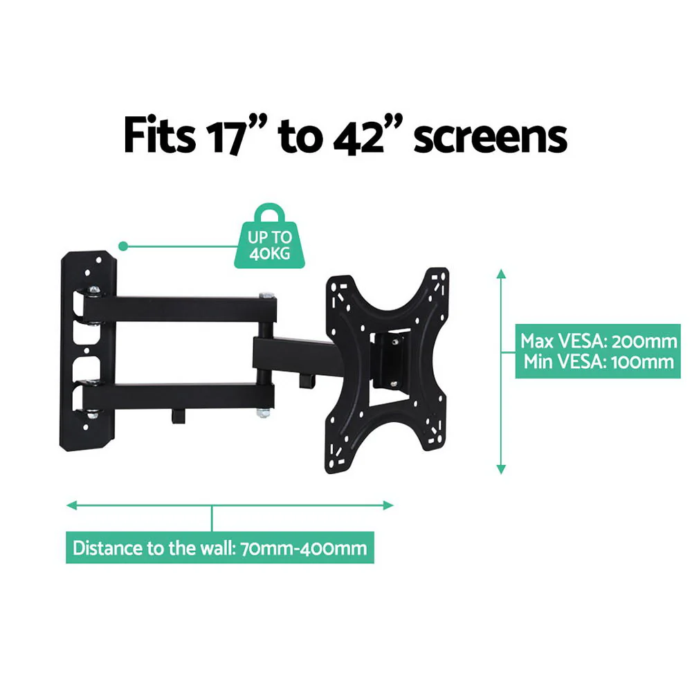 TV Wall Mount Bracket Tilt Swivel Full Motion 32 37 42 Inch Plasma Screen LCD - Nurns