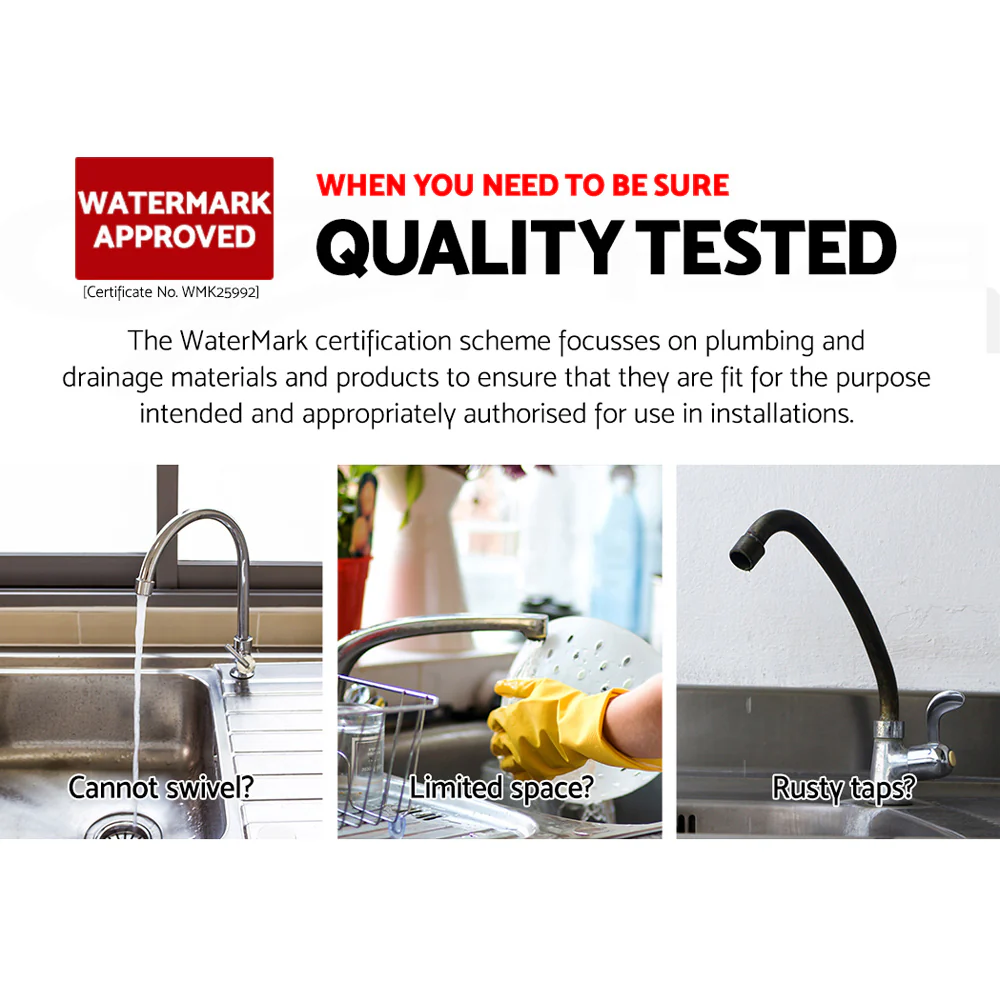 Kitchen Mixer Tap Mixer Round Sink Faucet Basin Laundry Chrome - Nurns