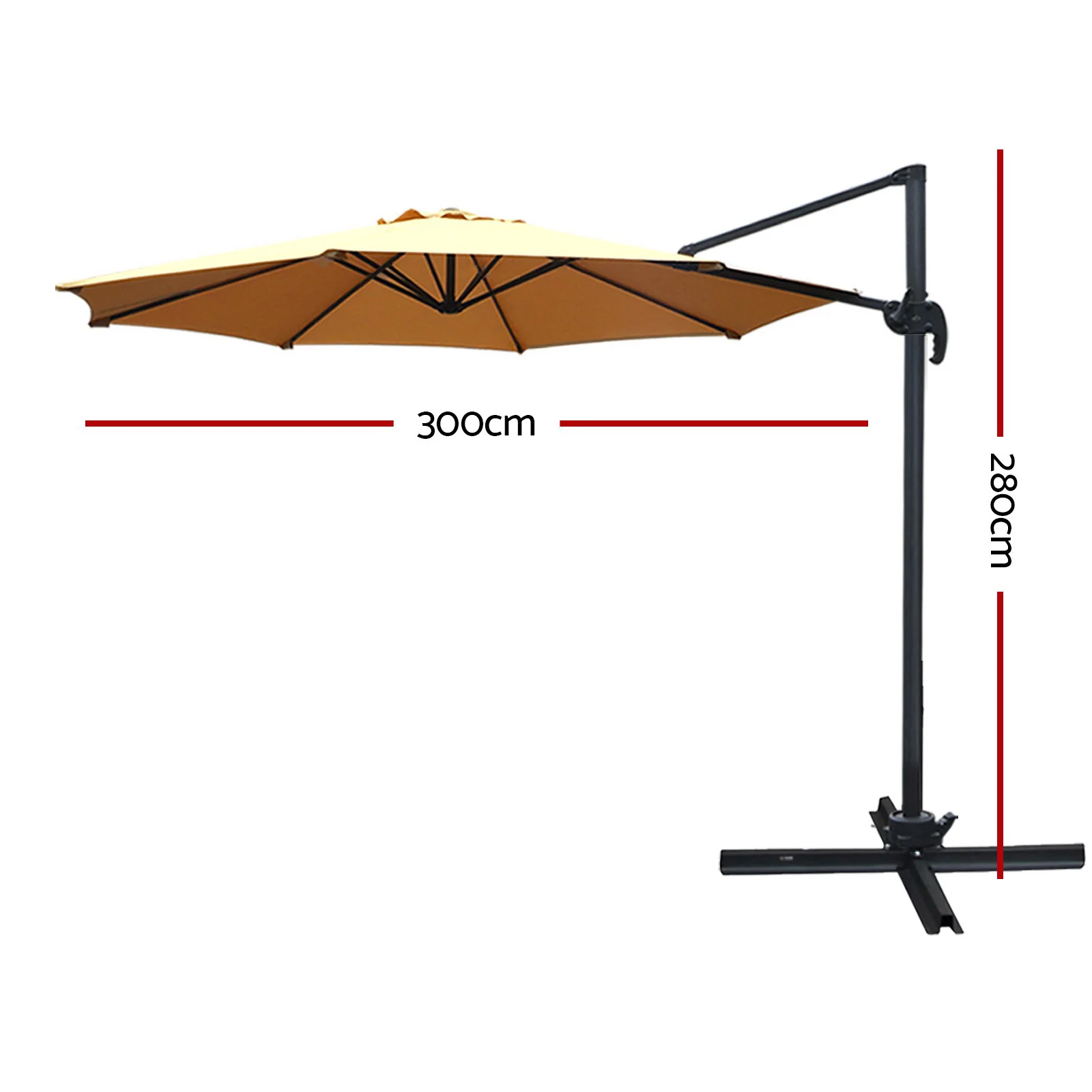 Instahut 3m Outdoor Umbrella Cantilever 360 Degree Tilt Beach Roma Beige - Nurns