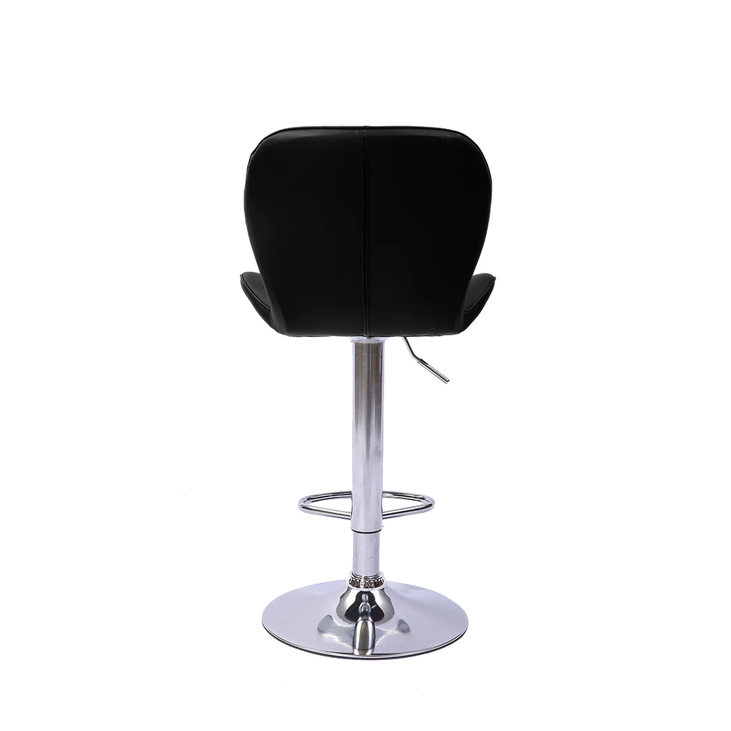 Set of 2 Orleans Bar Stools Kitchen Barstools PU Leather Chairs Gas Lift Swivel - Black - Nurns