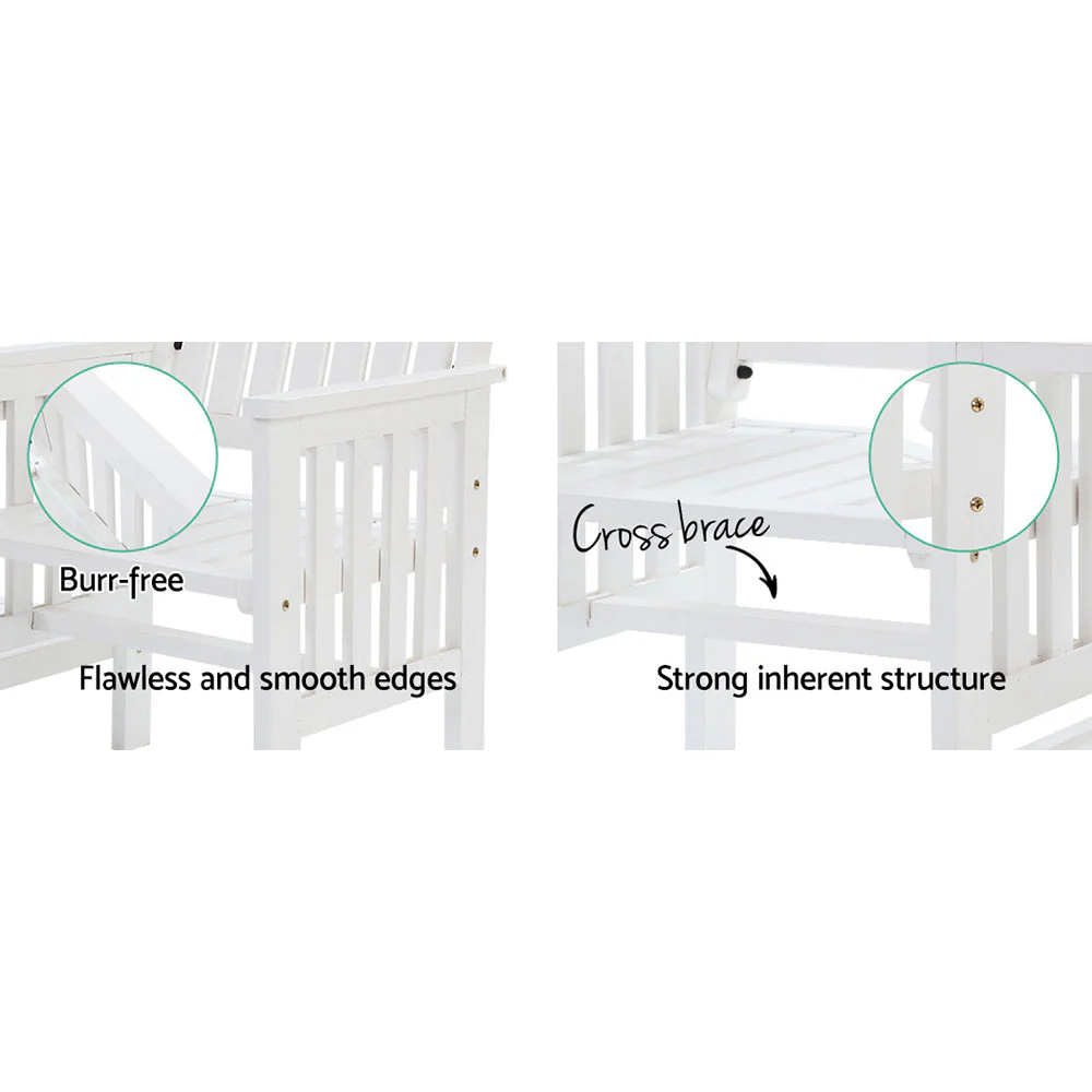 Archie Garden Bench Chair Table Loveseat Wooden Patio Park White - White - Nurns