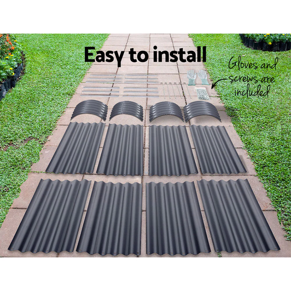 Garden Bed 320x80x42cm Oval Planter Box Raised Container Galvanised - Nurns