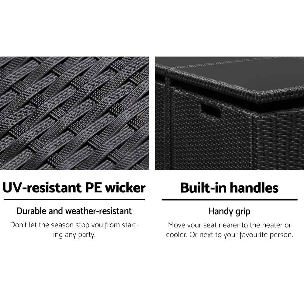 Corbridge 4-Seater Wicker 5-Piece Outdoor Dining Set - Black - Nurns