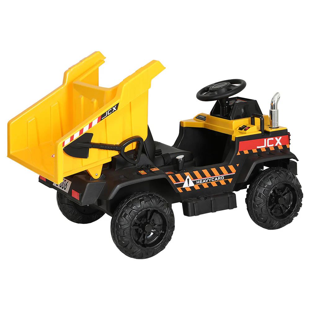 Kids Ride On Car Dumptruck 12V Electric Bulldozer Toys Cars Battery - Yellow - Nurns
