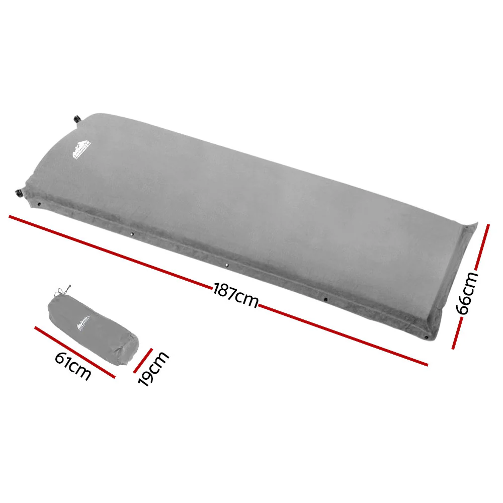 Self-Inflating Mattress Camping Sleeping Mat Air Bed Single Grey - Nurns