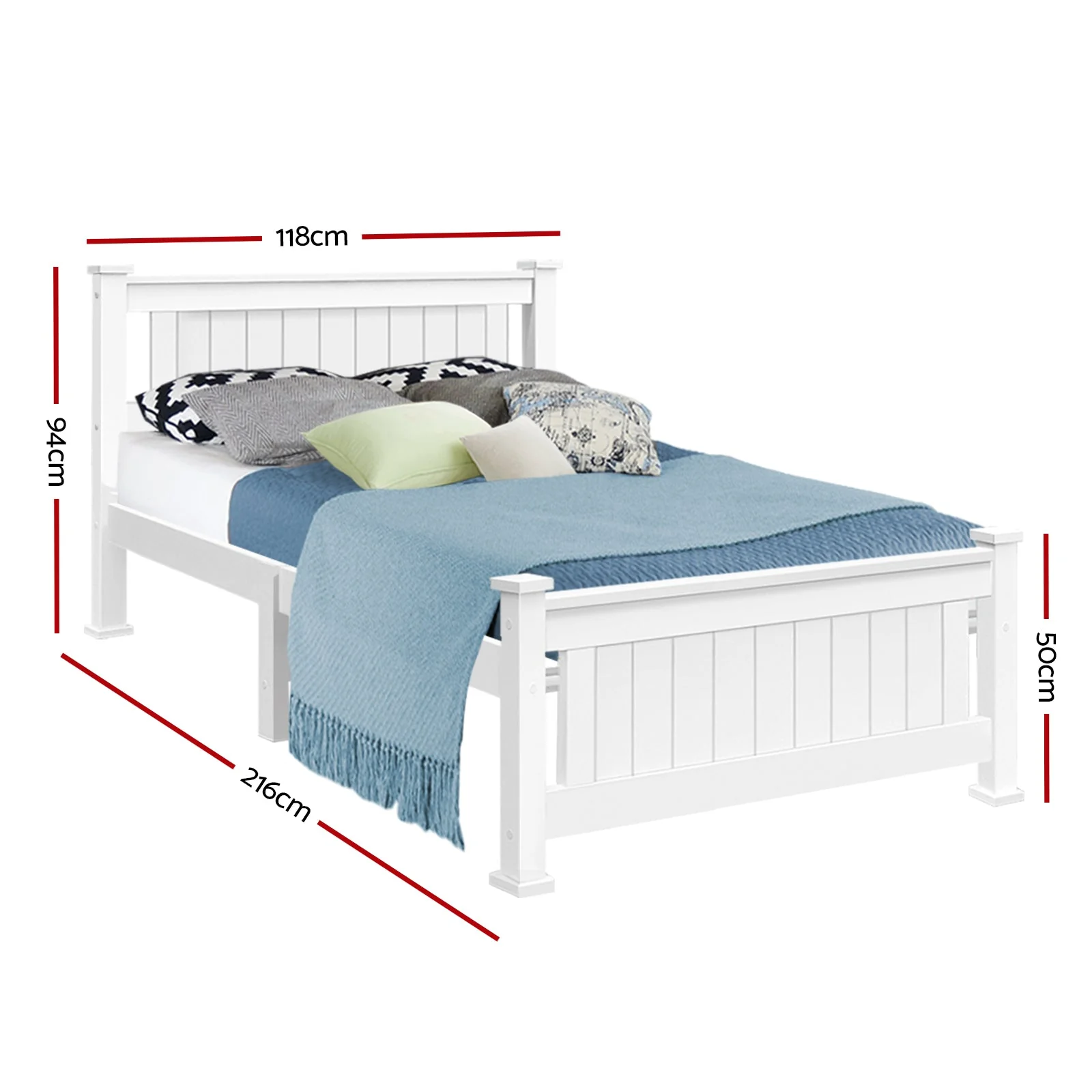 Amber Bed & Mattress Package no Drawers - White King Single - Nurns