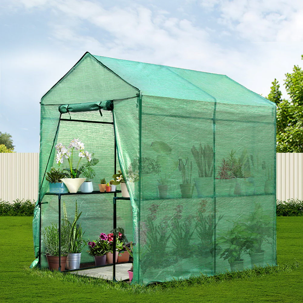 Greenfingers Greenhouse 1.2x1.9x1.9M Walk in Green House Tunnel Plant Garden Shed 4 Shelves - Nurns