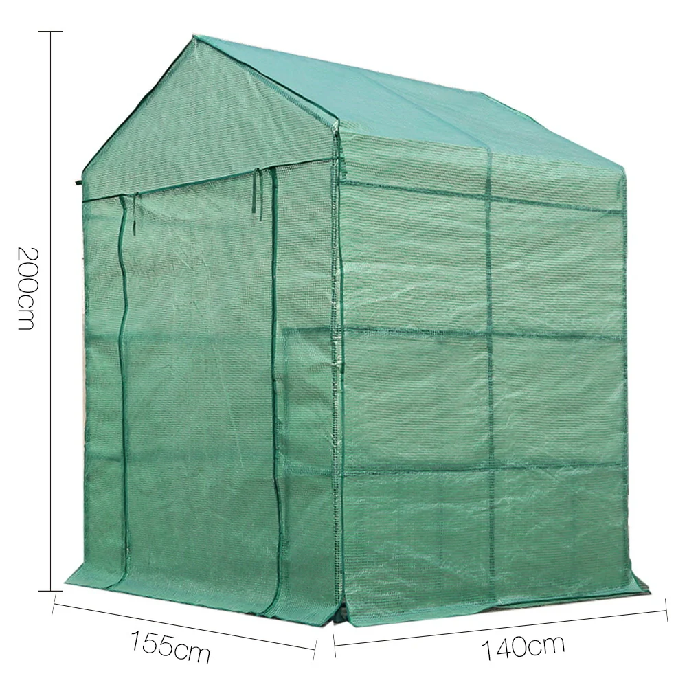 Greenfingers Greenhouse 1.4x1.55x2M Walk in Green House Tunnel Plant Garden Shed 8 Shelves - Nurns