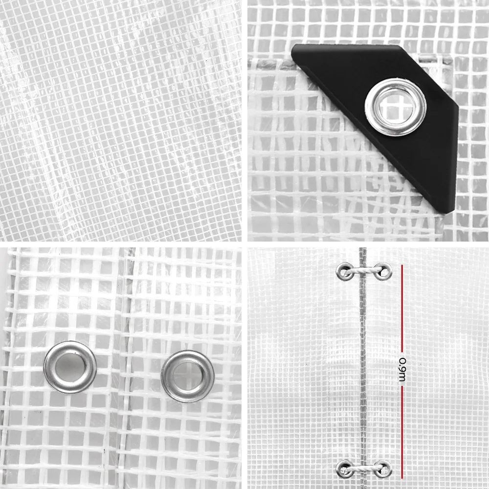 5x6m Tarp Camping Tarps Poly Tarpaulin Heavy Duty Cover 135gsm Clear - Nurns