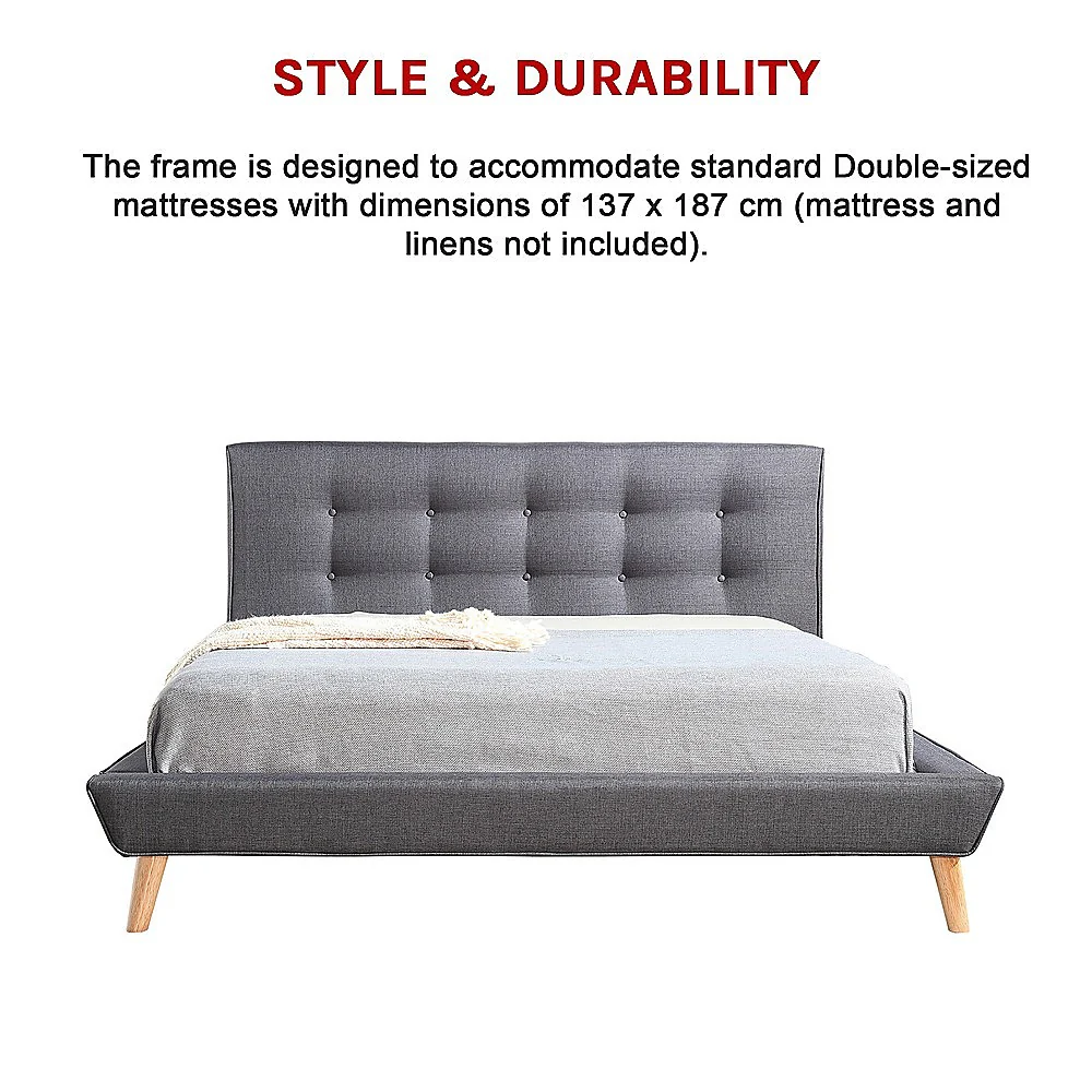 Paisley Deluxe Linen Bed Frame Fabric - Grey Double - Nurns