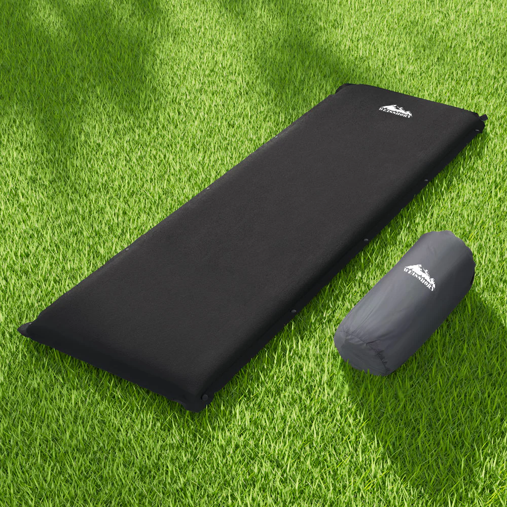 Self-Inflating Mattress Camping Sleeping Mat Air Bed Pad Single Black - Nurns