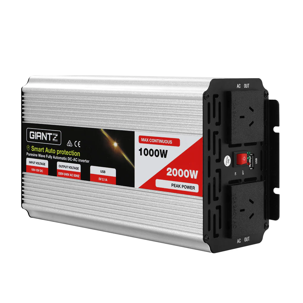Power Inverter 1000W or 2000W Pure Sine Wave 12V-240V Camping Boat Caravan - Nurns