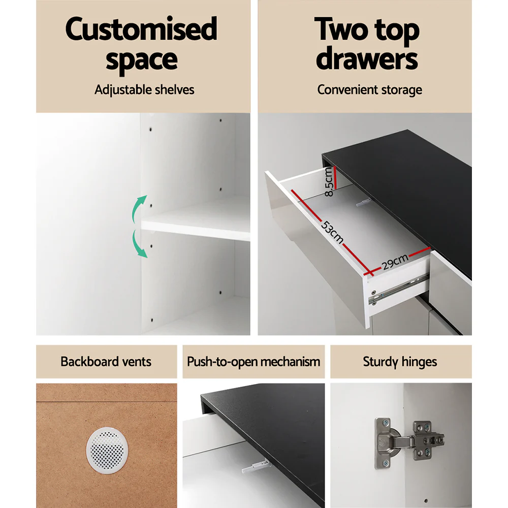 Artiss Shoe Rack Cabinet Storage 120cm w/ Drawer - White Lydia - Nurns