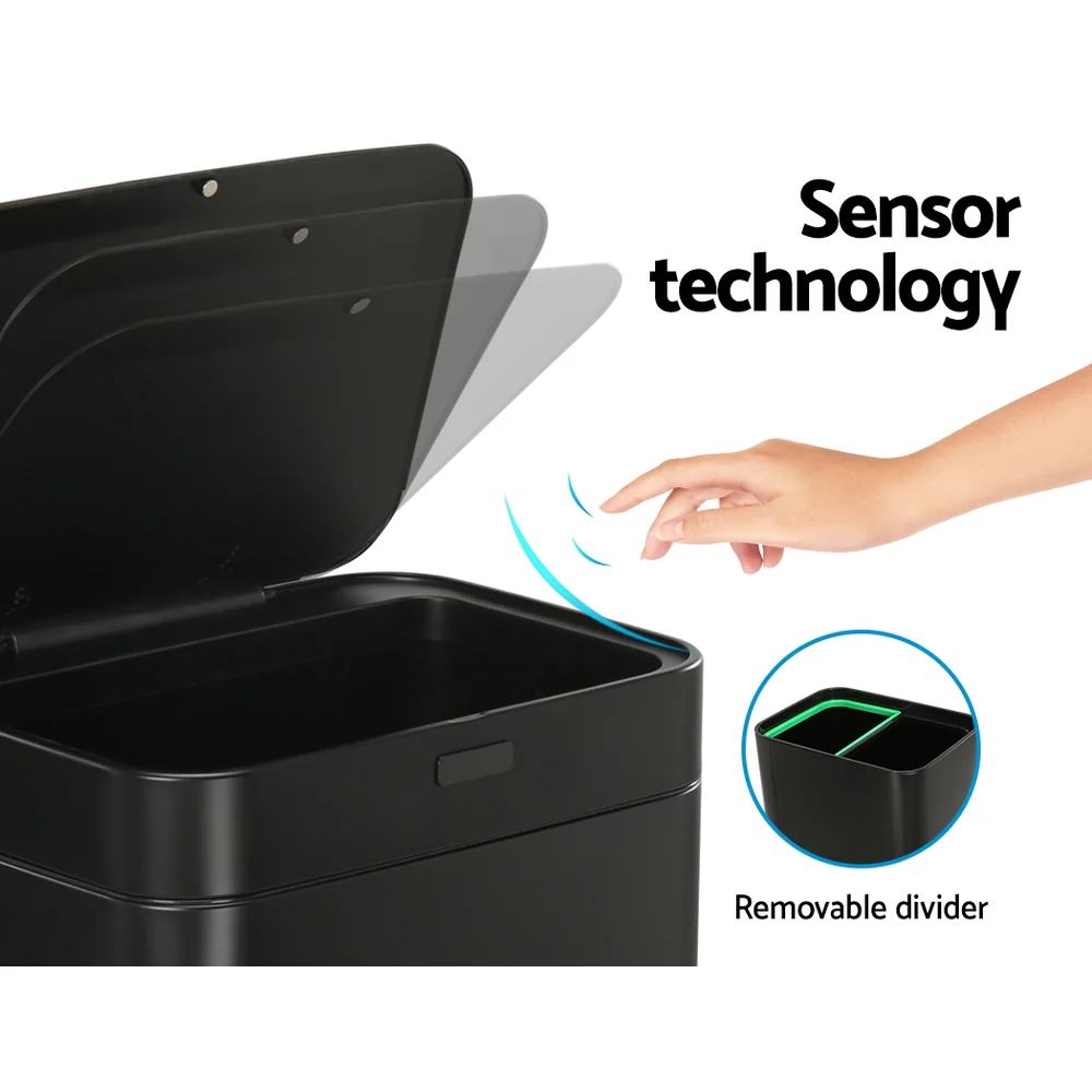 70L Motion Sensor Bin Pedal Bins Automatic - Black - Nurns