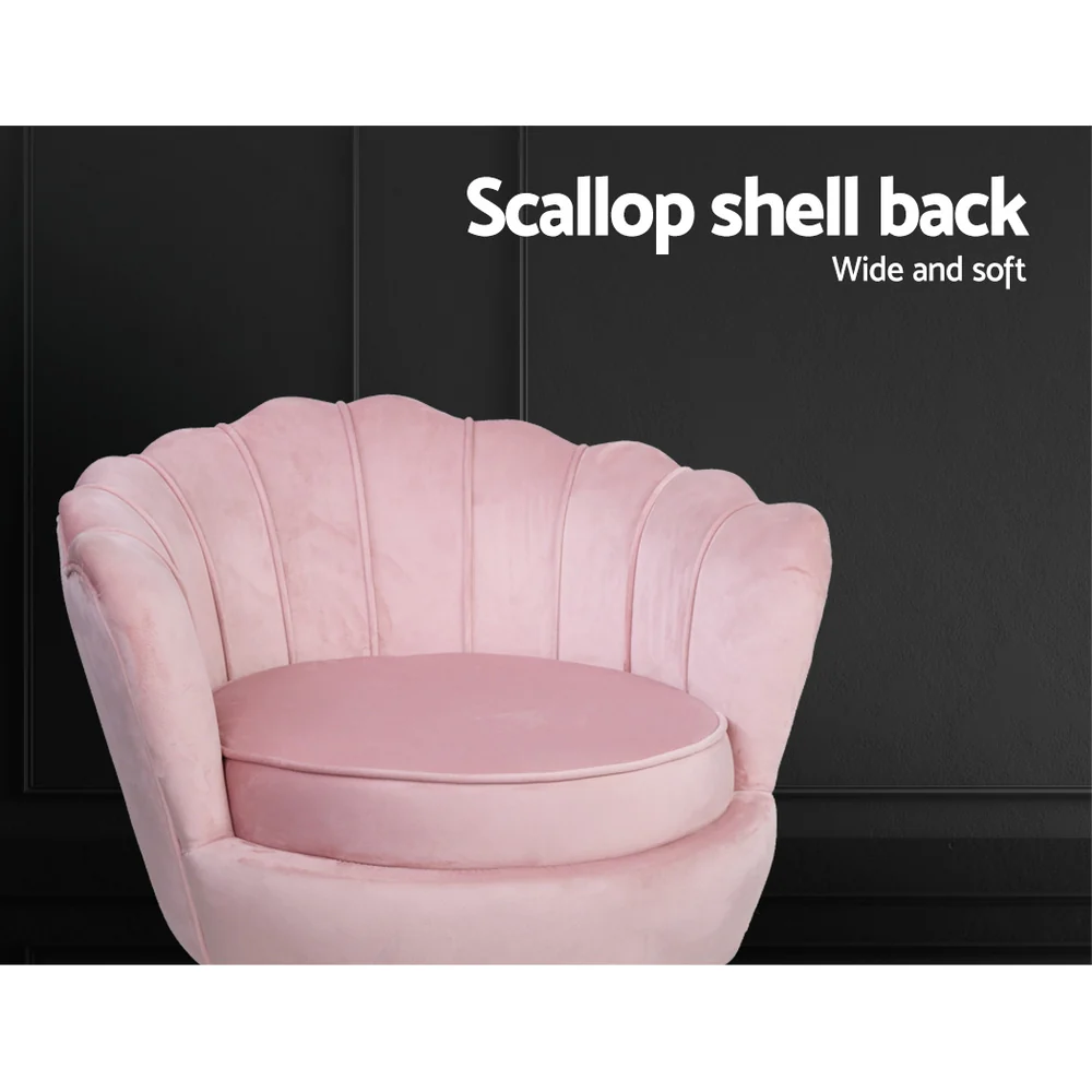 Mirabell Accent Velvet Shell Back Seat Lounge Armchair - Pink - Nurns