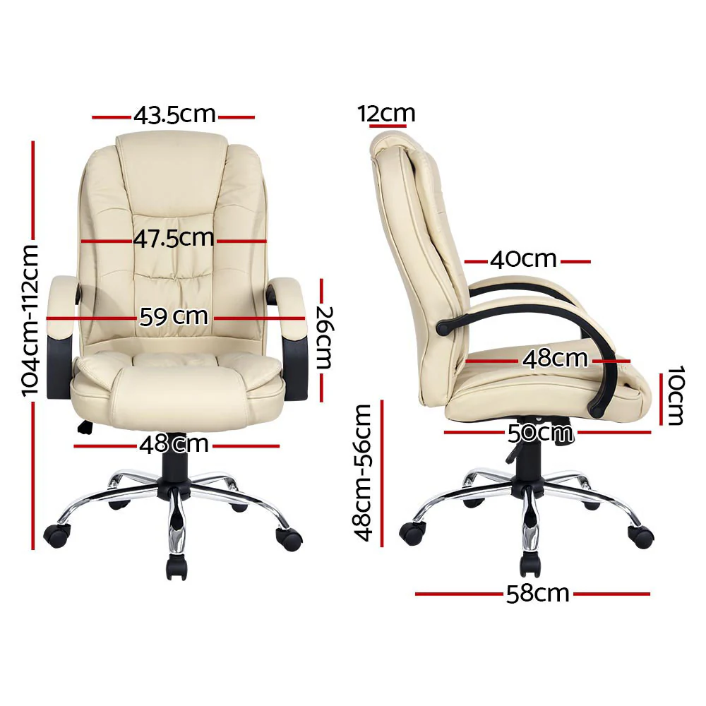 Artiss Executive Office Chair Leather Tilt Beige - Nurns