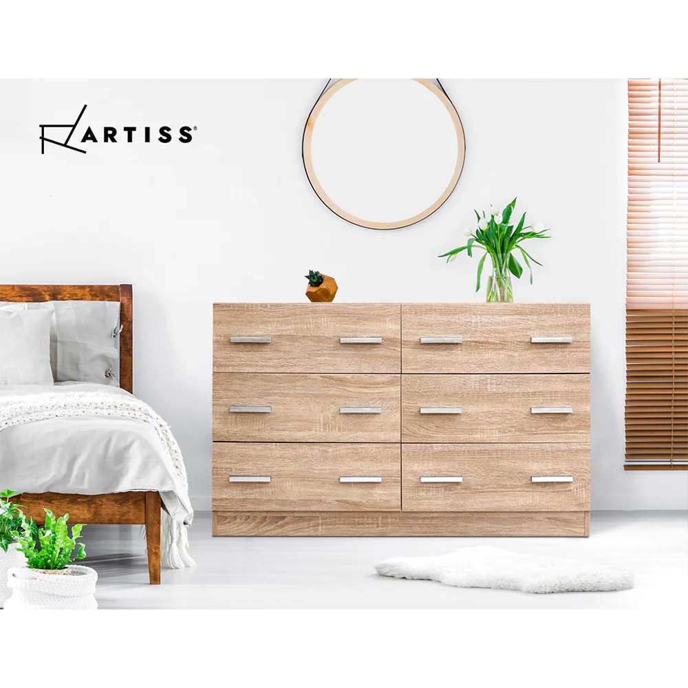 Artiss 6 Chest of Drawers - Pine - Nurns